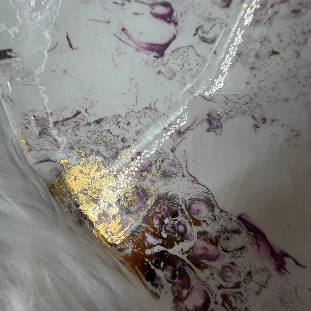 Vtg Sascha Brastoff California Pottery Surf Ballet Chip Dip Platter Purple‎ Gold